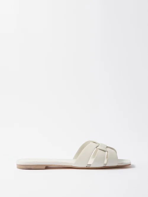 Tribute Leather Slides - Womens - Ivory