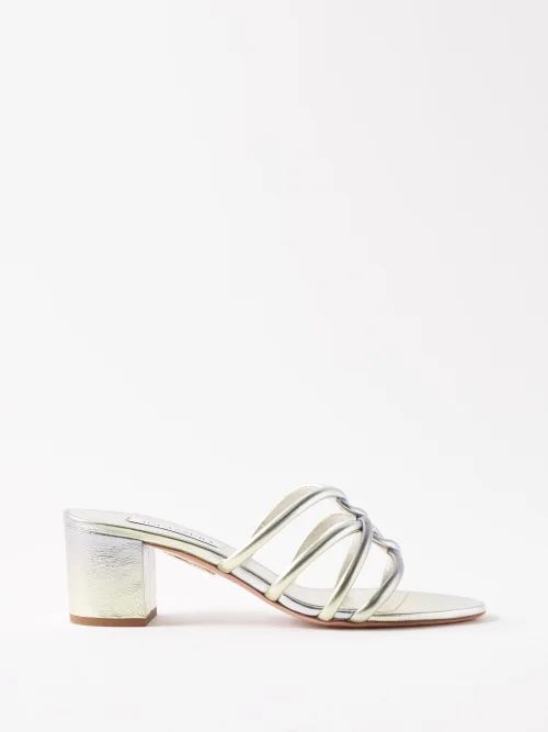 Moon 50 Caged Leather Sandals - Womens - Silver