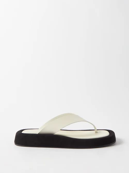 Ginza Leather And Suede Sandals - Womens - Black Nude