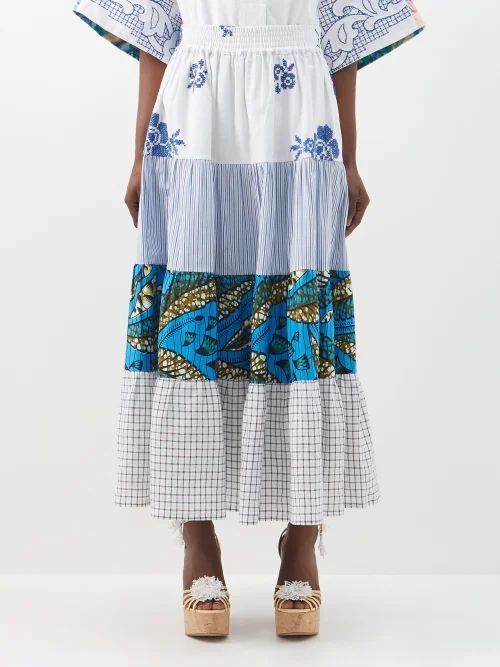 Kendima Patchworked Vintage-cotton Maxi Skirt - Womens - Multi