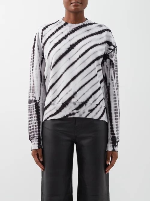 Alligator Tie-dye Cotton-jersey Sweatshirt - Womens - Black & White