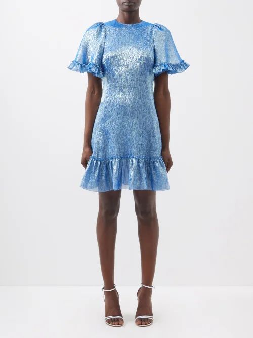 Midnight Tremors Silk-blend Lamé Mini Dress - Womens - Blue