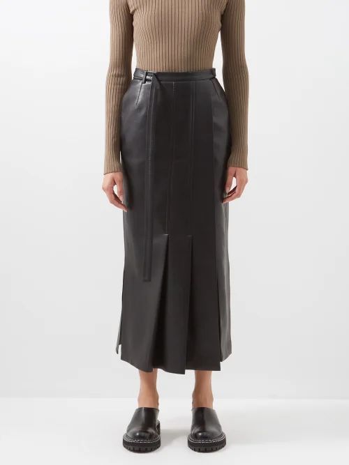 Fida Regenerated-leather Blend Wrap Skirt - Womens - Black