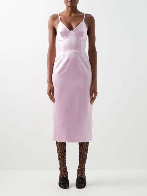 Silk-duchesse Silk-satin Midi Dress - Womens - Light Pink