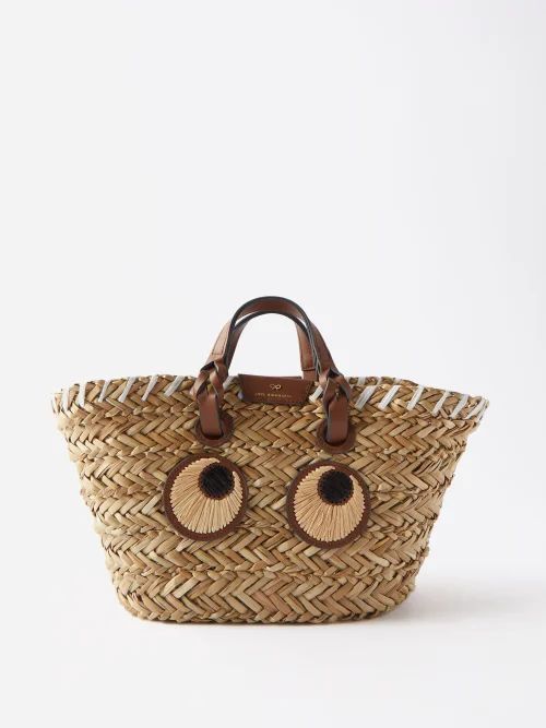 Paper Eyes Small Raffia Basket Bag - Womens - Beige