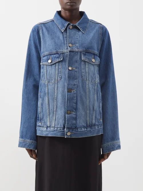 Organic Cotton-blend Denim Jacket - Womens - Dark Blue