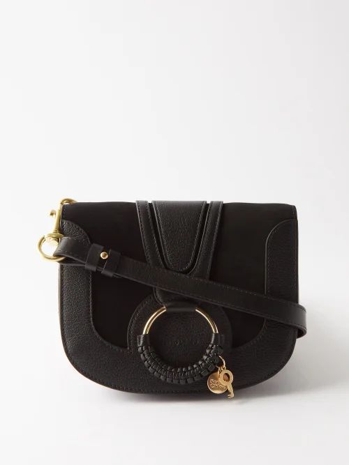 Hana Small Leather And Suede Cross-body Bag - Womens - Black