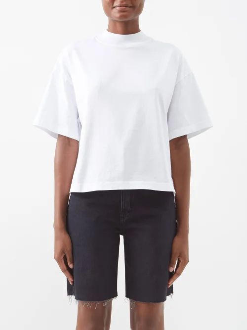Pink Label Cotton-jersey Cropped T-shirt - Womens - Optical White
