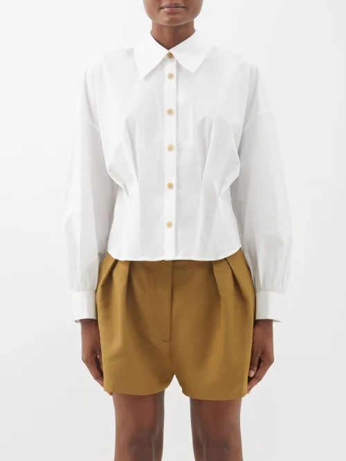 Arwin Dart-tucked Cotton-poplin Shirt - Womens - White