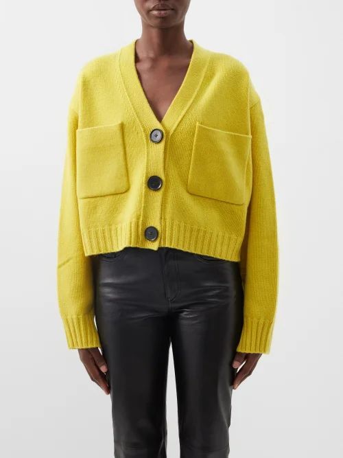 Recyled Cashmere-blend Cropped Cardigan - Womens - Lime