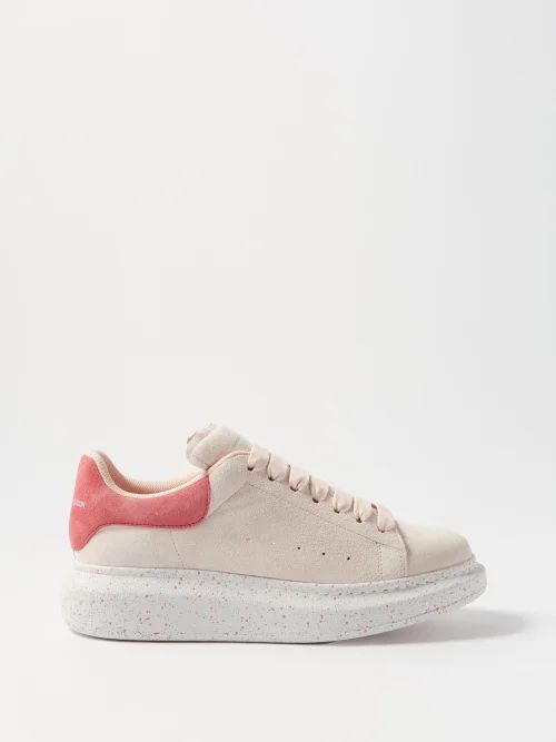 Oversized Raised-sole Suede Trainers - Womens - Ivory Multi