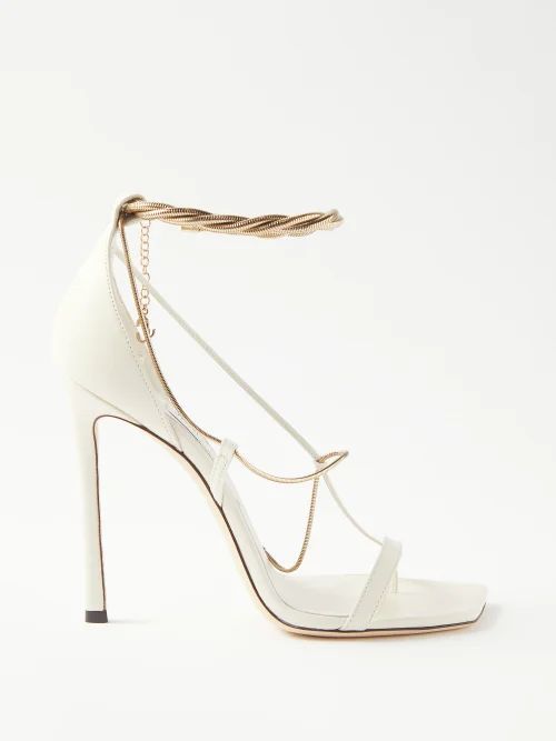 Oriana 110 Leather Sandals - Womens - White Multi
