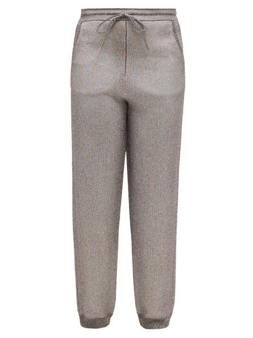Metallic Wool-blend Track Pants - Womens - Silver