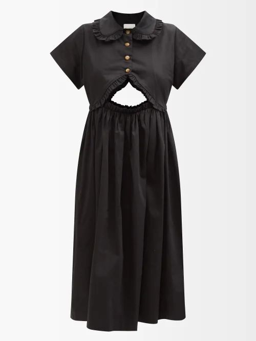 Mabel Side-cutout Cotton-blend Dress - Womens - Black