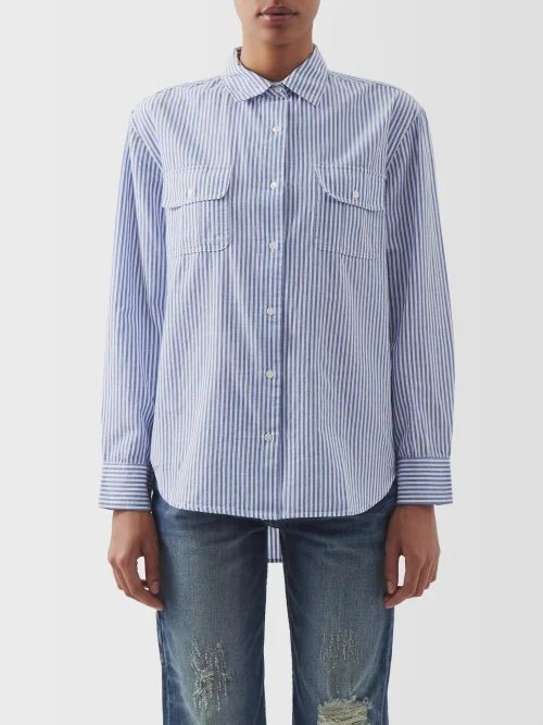 Felicity Cotton And Ramie-blend Striped Shirt - Womens - Blue Multi