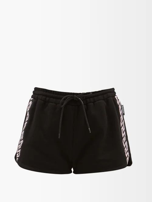 Greca-monogram Cotton-jersey Shorts - Womens - Black