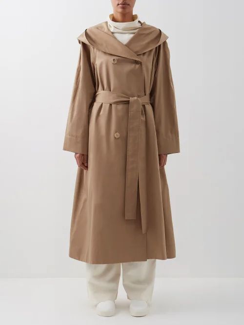 Augusta Hooded Cotton-blend Poplin Trench Coat - Womens - Tan
