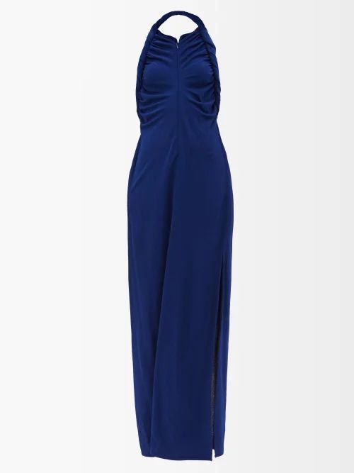 Sleeveless Jersey-crepe Midi Dress - Womens - Blue