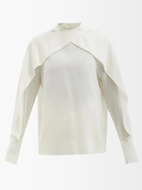 Bailie Crossover-panel Silk Blouse - Womens - Ivory