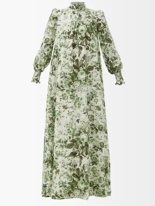 Rosalind Floral-print Voile Gown - Womens - Green Multi