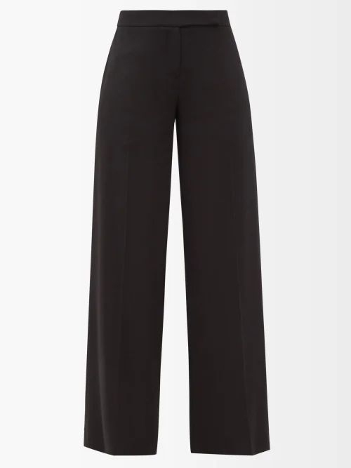 Benny Tailored Wide-leg Wool-crepe Trousers - Womens - Black