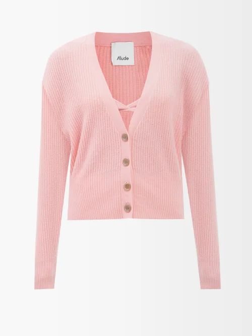 Cashmere Cardigan And Bralette - Womens - Light Pink