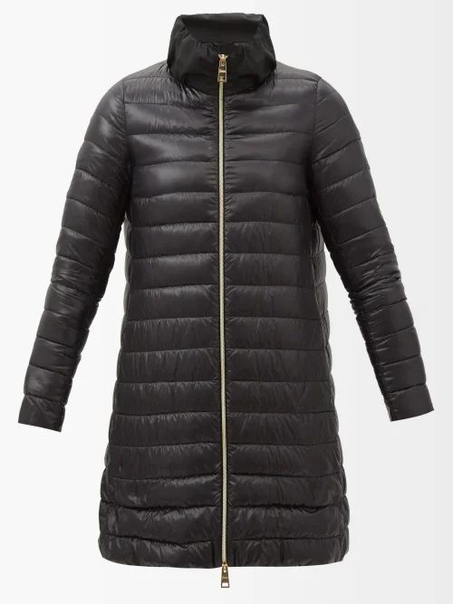 Pleated-back Quilted Coat - Womens - Black