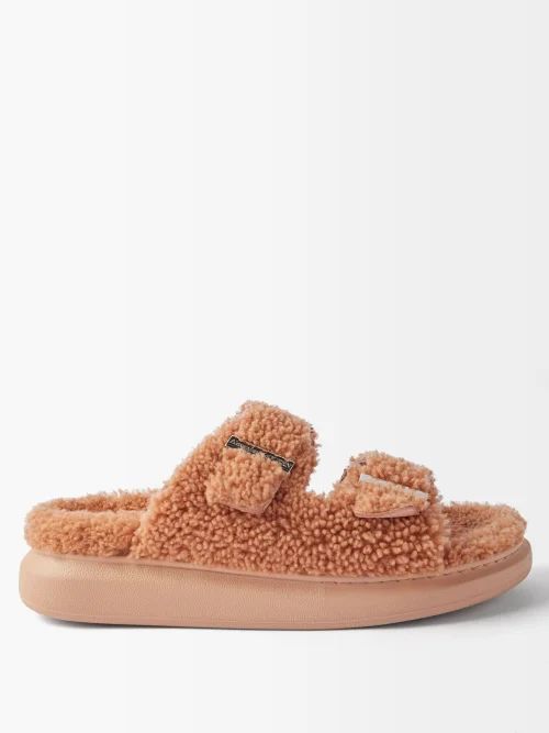 Hybrid Shearling And Rubber Sandals - Womens - Pink
