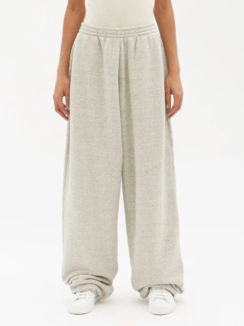 Elasticated-waist Nepped Jersey Track Pants - Womens - Grey Marl