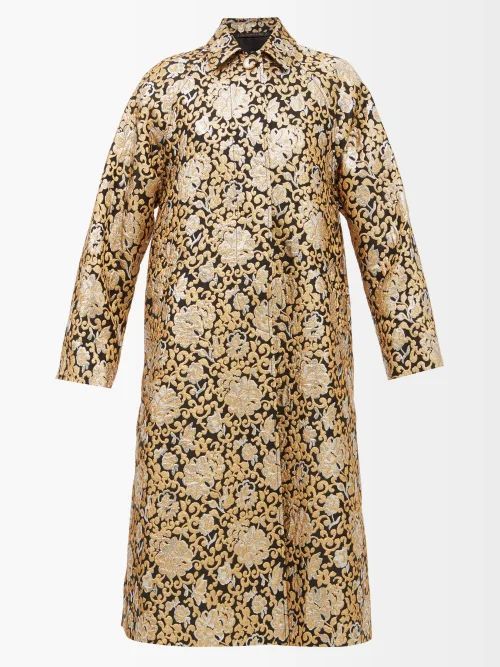 Susie's Raincoat Floral-brocade Coat - Womens - Black Gold