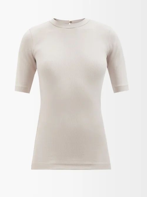 Monili Chain-trim Ribbed Cotton-blend T-shirt - Womens - Light Grey