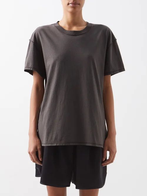 Inside-out Cotton-jersey T-shirt - Womens - Dark Grey