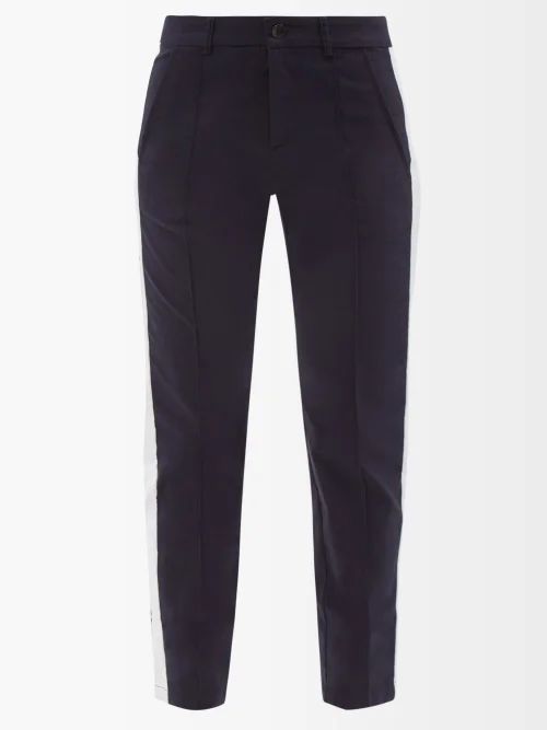 Eddi Side-stripe Cotton-blend Golf Trousers - Womens - Navy