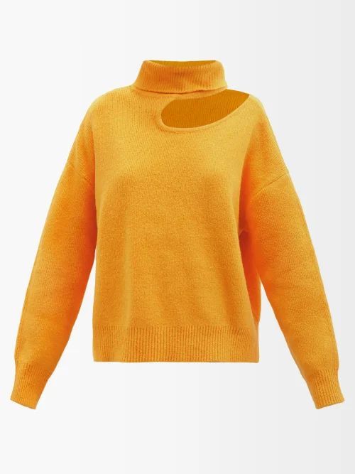 Miki Cutout Wool-blend Sweater - Womens - Yellow