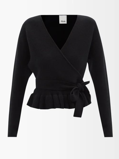 Peplum Wool-blend Wrap Sweater - Womens - Black
