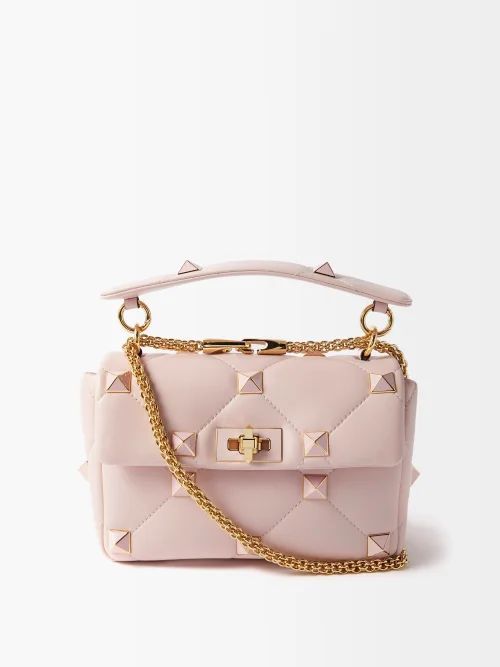 Roman Stud Quilted-leather Shoulder Bag - Womens - Light Pink