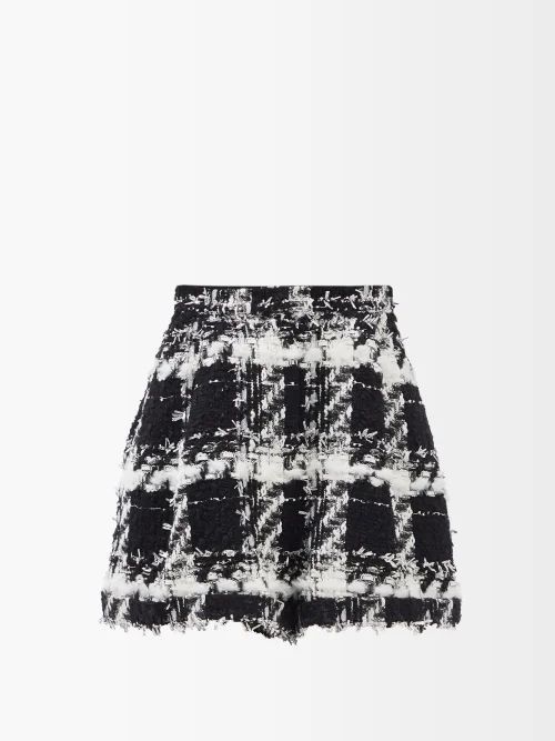 Domino French Tweed Shorts - Womens - Black White