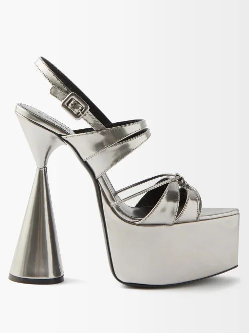 Belle Leather Platform Sandals - Womens - Silver