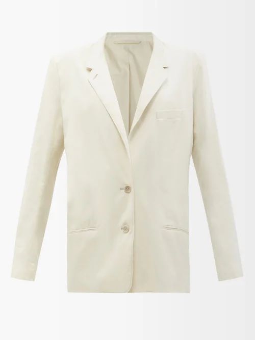 Single-breasted Cotton-twill Suit Jacket - Womens - Cream
