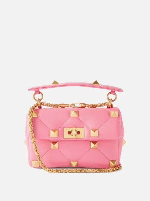 Roman Stud Medium Quilted-leather Shoulder Bag - Womens - Pink