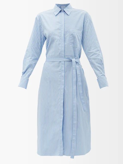 Striped Organic Cotton-poplin Shirt Dress - Womens - Blue White