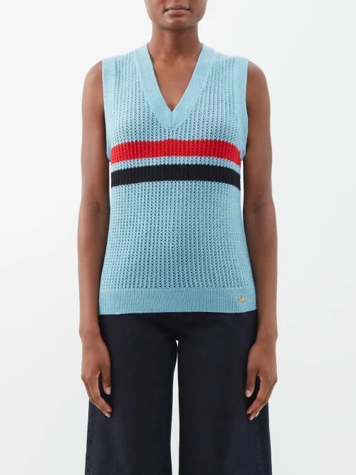 Cricket Eyeletted Wool-blend Sweater Vest - Womens - Light Blue