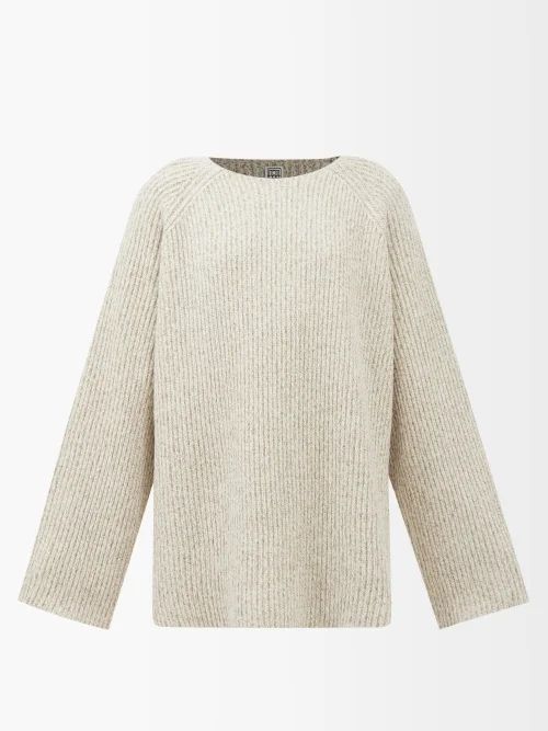 Raglan-sleeve Ribbed Wool-blend Sweater - Womens - Beige