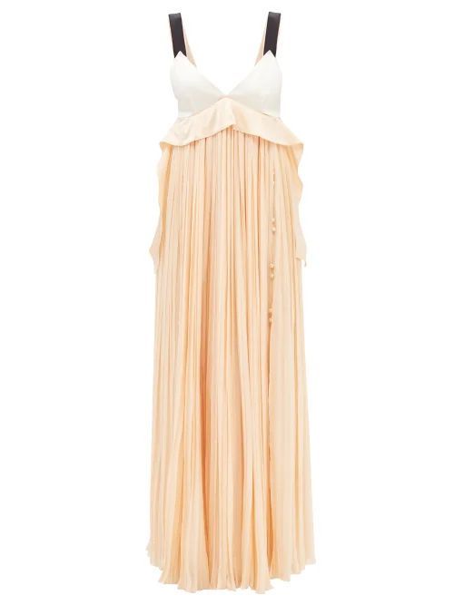 Empire-waist Silk-gauze Dress - Womens - Orange Multi