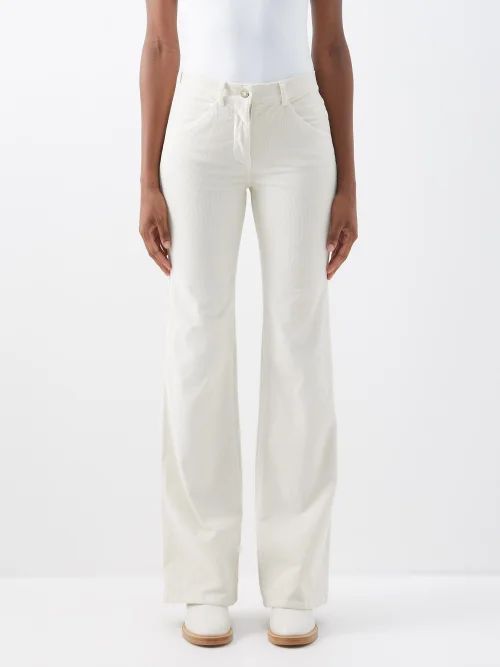 Celia Bootcut Cotton-blend Corduroy Trousers - Womens - Cream