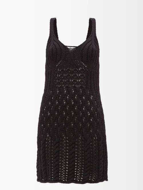 Knitted Cotton Dress - Womens - Black
