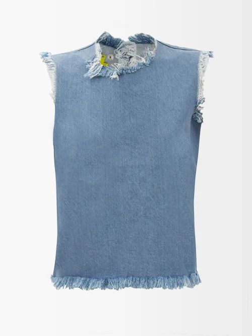 Open-back Recycled Denim Top - Womens - Blue