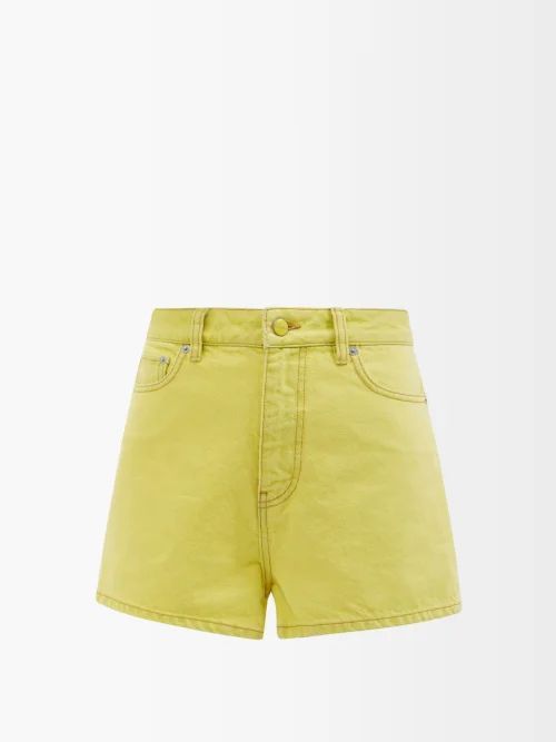 High-rise Denim Shorts - Womens - Yellow