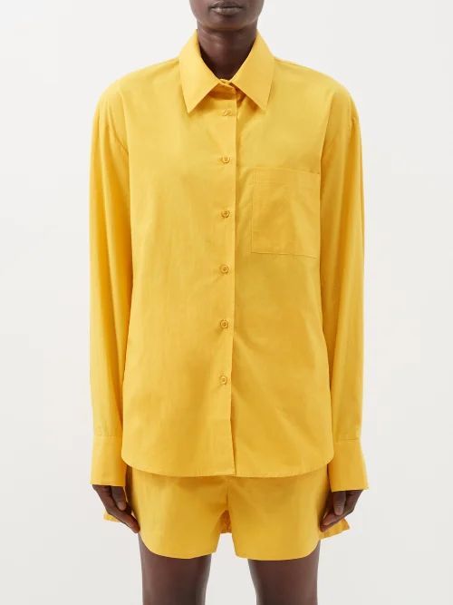 Lui Patch-pocket Cotton-poplin Shirt - Womens - Yellow Gold