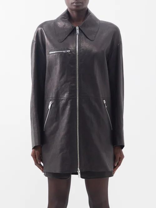 Gellar Longline Leather Jacket - Womens - Black